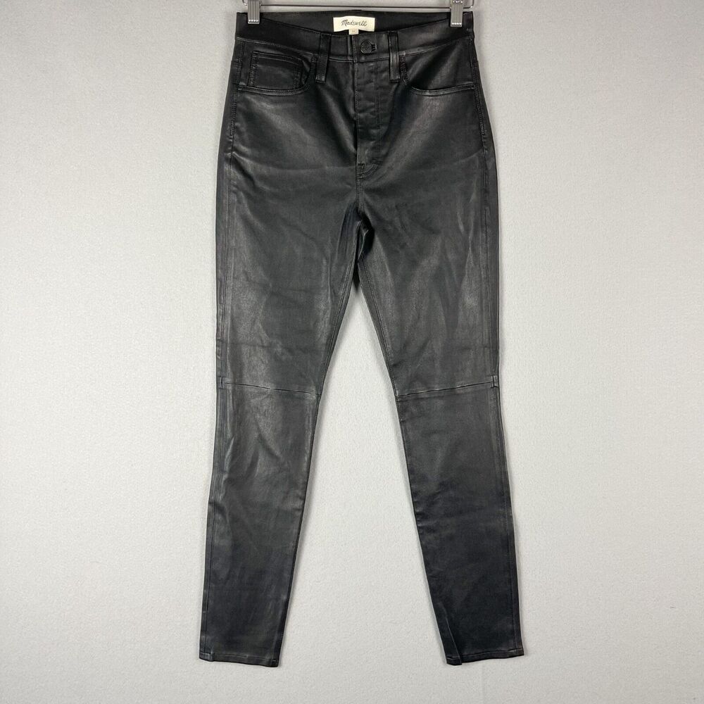 Madewell Lamb Leather Skinny Jeans Womens 26 Black High Rise Rock Preppy Classic